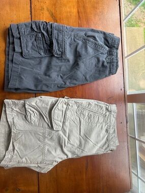 Casual Utility Shorts Duo - Charcoal and Khaki